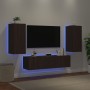 Muebles TV pared con LED 4 pzas madera ingeniería marrón roble de , Muebles TV - Ref: Foro24-3216845, Precio: 171,60 €, Descu...
