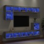 Muebles TV pared con LED 8 pzas madera ingeniería gris hormigón de , Muebles TV - Ref: Foro24-3216671, Precio: 221,93 €, Desc...