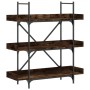 Librería 3 estantes madera ingeniería roble humo 100x33x108,5cm de , Librerías y estanterías - Ref: Foro24-837689, Precio: 56...