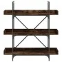 Librería 3 estantes madera ingeniería roble humo 100x33x108,5cm de , Librerías y estanterías - Ref: Foro24-837689, Precio: 55...