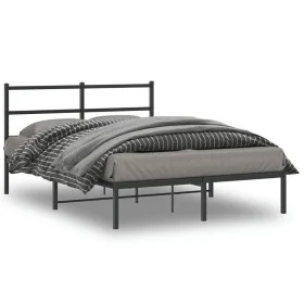 Bed frame with black metal headboard 135x190 cm by , Beds and slatted bases - Ref: Foro24-355364, Price: 84,70 €, Discount: %