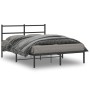 Estructura de cama con cabecero metal negro 135x190 cm de , Camas y somieres - Ref: Foro24-355364, Precio: 85,90 €, Descuento: %