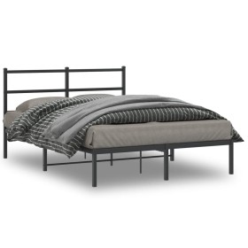 Estructura de cama con cabecero metal negro 140x200 cm de , Camas y somieres - Ref: Foro24-355366, Precio: 99,60 €, Descuento: %