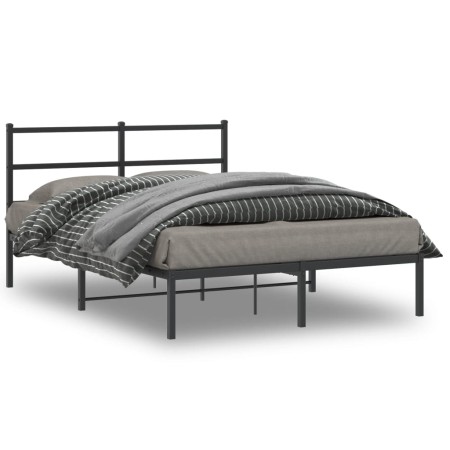 Estructura de cama con cabecero metal negro 140x200 cm de , Camas y somieres - Ref: Foro24-355366, Precio: 99,60 €, Descuento: %