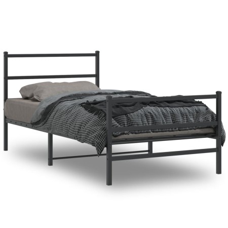 Estructura de cama con cabecero y estribo metal negro 107x203cm de , Camas y somieres - Ref: Foro24-355379, Precio: 75,93 €, ...