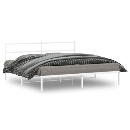 Estructura de cama de metal con cabecero blanco 193x203 cm de , Camas y somieres - Ref: Foro24-355420, Precio: 99,51 €, Descu...
