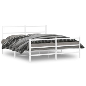 Estructura cama metal con cabecero y estribo blanco 150x200 cm de , Camas y somieres - Ref: Foro24-355434, Precio: 104,35 €, ...