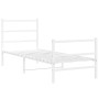 Estructura cama metal con cabecero y estribo blanco 75x190 cm de , Camas y somieres - Ref: Foro24-355422, Precio: 59,40 €, De...