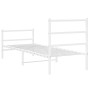Estructura cama metal con cabecero y estribo blanco 75x190 cm de , Camas y somieres - Ref: Foro24-355422, Precio: 59,40 €, De...