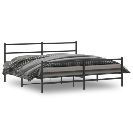 Estructura de cama con cabecero y estribo metal negro 180x200cm de , Camas y somieres - Ref: Foro24-355387, Precio: 109,30 €,...