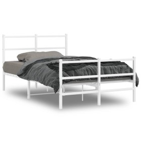 Estructura cama metal con cabecero y estribo blanco 120x190 cm de , Camas y somieres - Ref: Foro24-355429, Precio: 84,39 €, D...
