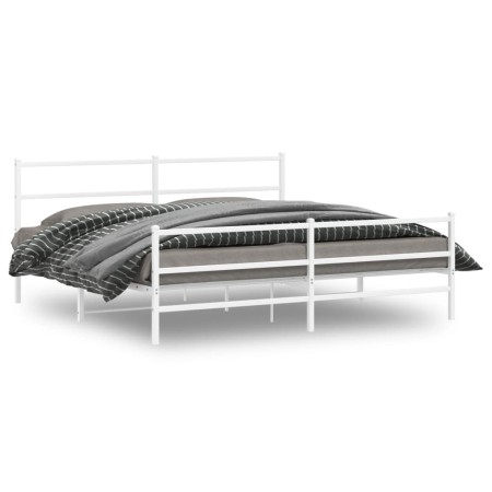 Estructura cama metal con cabecero y estribo blanco 180x200 cm de , Camas y somieres - Ref: Foro24-355436, Precio: 112,98 €, ...