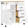 Carrito de cocina MONZA madera maciza de pino 84x40x90 cm de , Carros de cocina y comedor - Ref: Foro24-376111, Precio: 283,9...