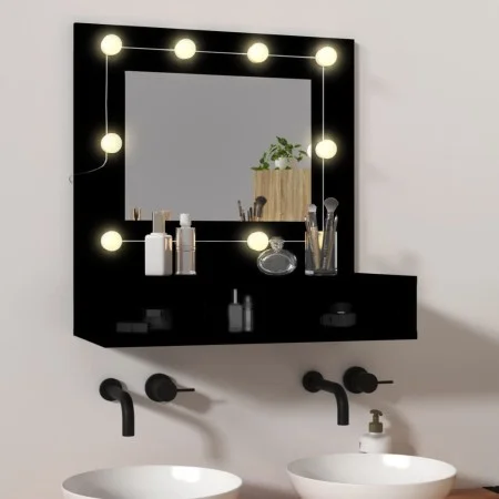 Mueble con espejo y LED negro 60x31,5x62 cm de , Tocadores de baño - Ref: Foro24-833520, Precio: 42,96 €, Descuento: %