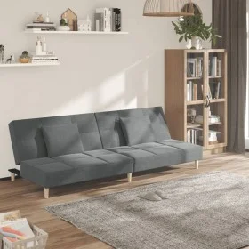Sofá cama de 2 plazas con dos almohadas tela gris oscuro de , Sofás - Ref: Foro24-375793, Precio: 250,31 €, Descuento: %
