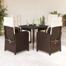 Set comedor de jardín 5 piezas y cojines ratán sintético marrón en Conjuntos de jardín | Comprar online en Foru.es