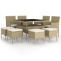Juego de comedor de jardín 9 piezas ratán sintético beige de , Conjuntos de jardín - Ref: Foro24-3058350, Precio: 517,46 €, D...