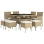 Juego de comedor de jardín 9 piezas ratán sintético beige de , Conjuntos de jardín - Ref: Foro24-3058350, Precio: 517,46 €, D...