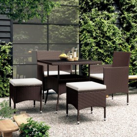 Juego de comedor jardín 5 pzas ratán sintético marrón de , Conjuntos de jardín - Ref: Foro24-3058331, Precio: 324,39 €, Descu...