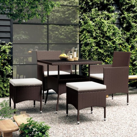 Juego de comedor jardín 5 pzas ratán sintético marrón de , Conjuntos de jardín - Ref: Foro24-3058331, Precio: 324,39 €, Descu...