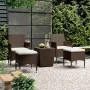 Set de bistró de jardín 5 pzas ratán PE vidrio templado marrón de , Conjuntos de jardín - Ref: Foro24-3058371, Precio: 236,20...