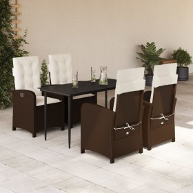 Set comedor de jardín 5 piezas y cojines ratán sintético marrón en Conjuntos de jardín | Comprar online en Foru.es