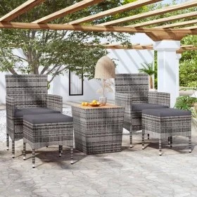 Mesa y sillas jardín 5 pzas ratán sintético madera acacia gris de , Conjuntos de jardín - Ref: Foro24-3058373, Precio: 193,99...