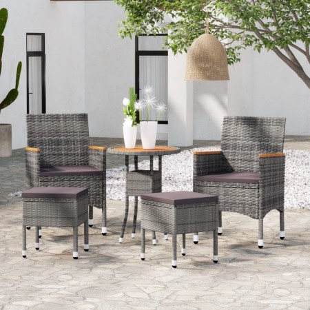 Juego de muebles de jardín de 5 piezas ratán sintético gris de , Conjuntos de jardín - Ref: Foro24-3058477, Precio: 261,09 €,...