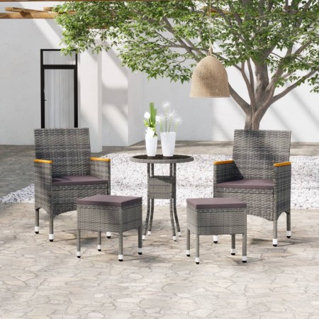 Juego de muebles de jardín de 5 piezas ratán sintético gris de , Conjuntos de jardín - Ref: Foro24-3058475, Precio: 258,25 €,...