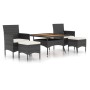 Set comedor jardín 5 pzas ratán sintético y madera acacia negro de , Conjuntos de jardín - Ref: Foro24-3058352, Precio: 512,7...