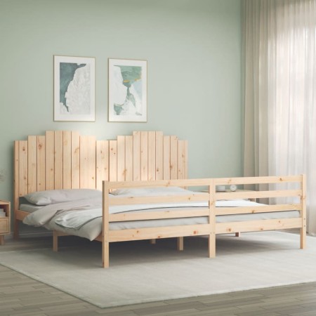 Estructura de cama con cabecero madera maciza 200x200 cm de , Camas y somieres - Ref: Foro24-3194201, Precio: 186,39 €, Descu...