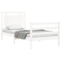 Estructura de cama con cabecero madera maciza blanco 100x200 cm de , Camas y somieres - Ref: Foro24-3194042, Precio: 130,12 €...