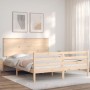 Estructura de cama de matrimonio con cabecero madera maciza de , Camas y somieres - Ref: Foro24-3195226, Precio: 166,56 €, De...
