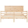 Estructura de cama de matrimonio con cabecero madera maciza de , Camas y somieres - Ref: Foro24-3195226, Precio: 166,56 €, De...