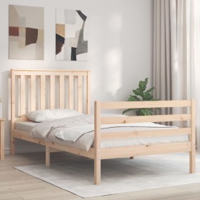 Estructura de cama con cabecero madera maciza 100x200 cm de , Camas y somieres - Ref: Foro24-3194236, Precio: 114,36 €, Descu...