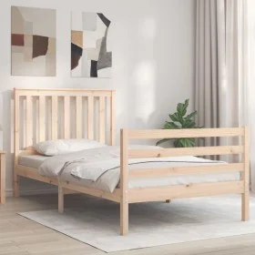 Estructura de cama con cabecero madera maciza 100x200 cm de , Camas y somieres - Ref: Foro24-3194236, Precio: 112,84 €, Descu...