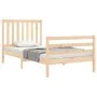 Bed frame with solid wood headboard 100x200 cm by , Beds and slatted bases - Ref: Foro24-3194236, Price: 112,84 €, Discount: %