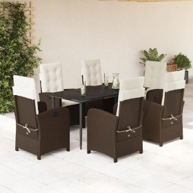 Set comedor de jardín 7 pzas con cojines ratán sintético marrón en Conjuntos de jardín | Comprar online en Foru.es