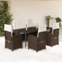 Set comedor de jardín 7 pzas con cojines ratán sintético marrón en Conjuntos de jardín | Comprar online en Foru.es
