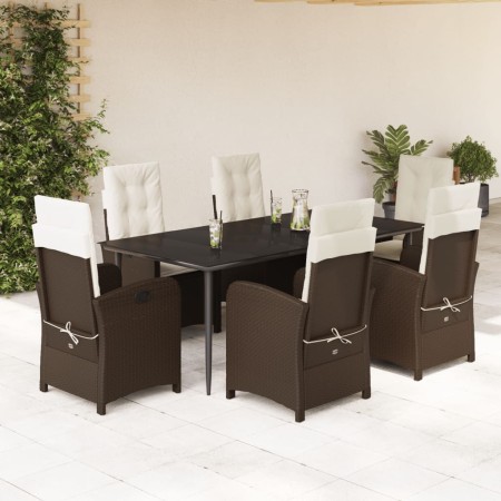 Set comedor de jardín 7 pzas con cojines ratán sintético marrón en Conjuntos de jardín | Comprar online en Foru.es