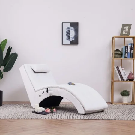 Diván de masaje con almohada de cuero sintético blanco de , Divanes - Ref: Foro24-281345, Precio: 263,74 €, Descuento: %