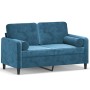 Sofá de 2 plazas con cojines terciopelo azul 120 cm de , Sofás - Ref: Foro24-3200880, Precio: 262,13 €, Descuento: %