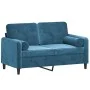 Sofá de 2 plazas con cojines terciopelo azul 120 cm de , Sofás - Ref: Foro24-3200880, Precio: 256,93 €, Descuento: %