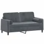 Sofá de 2 plazas con cojines terciopelo gris oscuro 140 cm de , Sofás - Ref: Foro24-3200882, Precio: 196,88 €, Descuento: %