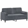Sofá de 2 plazas con cojines terciopelo gris oscuro 140 cm de , Sofás - Ref: Foro24-3200882, Precio: 199,48 €, Descuento: %