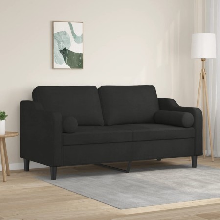 Sofá de 2 plazas con cojines tela negro 140 cm de , Sofás - Ref: Foro24-3200849, Precio: 233,36 €, Descuento: %