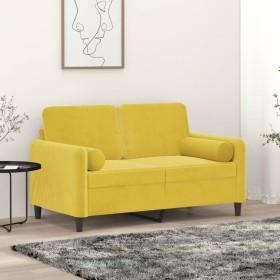 Sofá de 2 plazas con cojines terciopelo amarillo 120 cm de , Sofás - Ref: Foro24-3200877, Precio: 240,81 €, Descuento: %