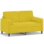 Sofá de 2 plazas con cojines terciopelo amarillo 120 cm de , Sofás - Ref: Foro24-3200877, Precio: 236,75 €, Descuento: %