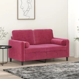 Sofá de 2 plazas con cojines terciopelo rojo tinto 120 cm de , Sofás - Ref: Foro24-3200875, Precio: 247,23 €, Descuento: %