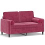 Sofá de 2 plazas con cojines terciopelo rojo tinto 120 cm de , Sofás - Ref: Foro24-3200875, Precio: 251,76 €, Descuento: %